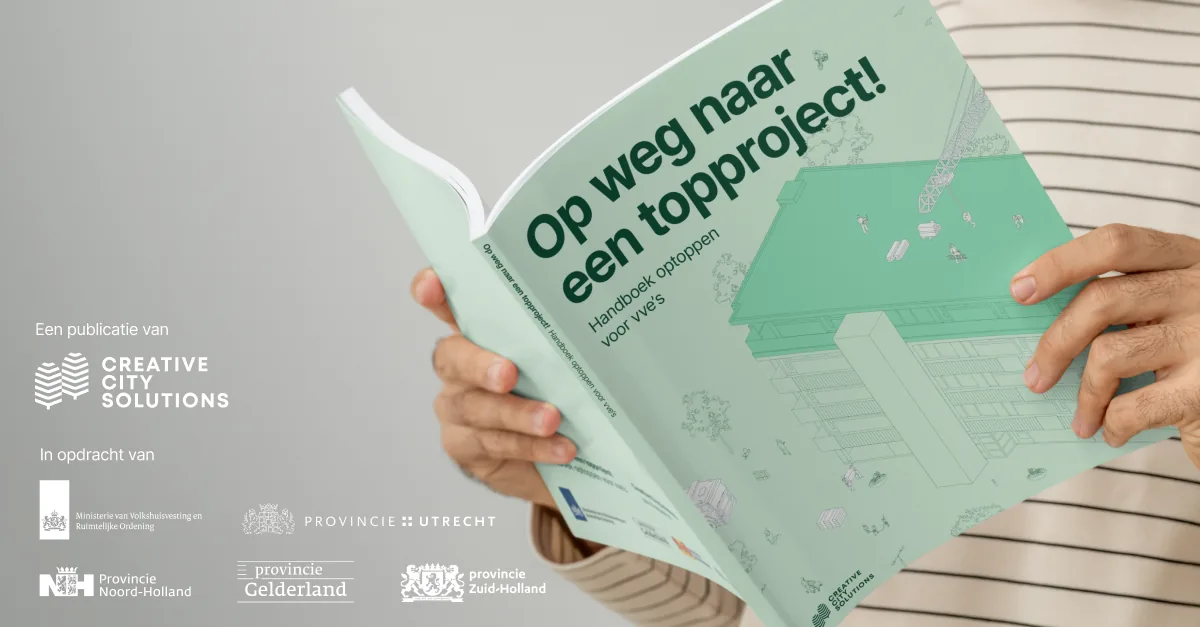 Omslag van het handboek 'Op weg naar een topproject! Handboek optoppen voor vve's'.