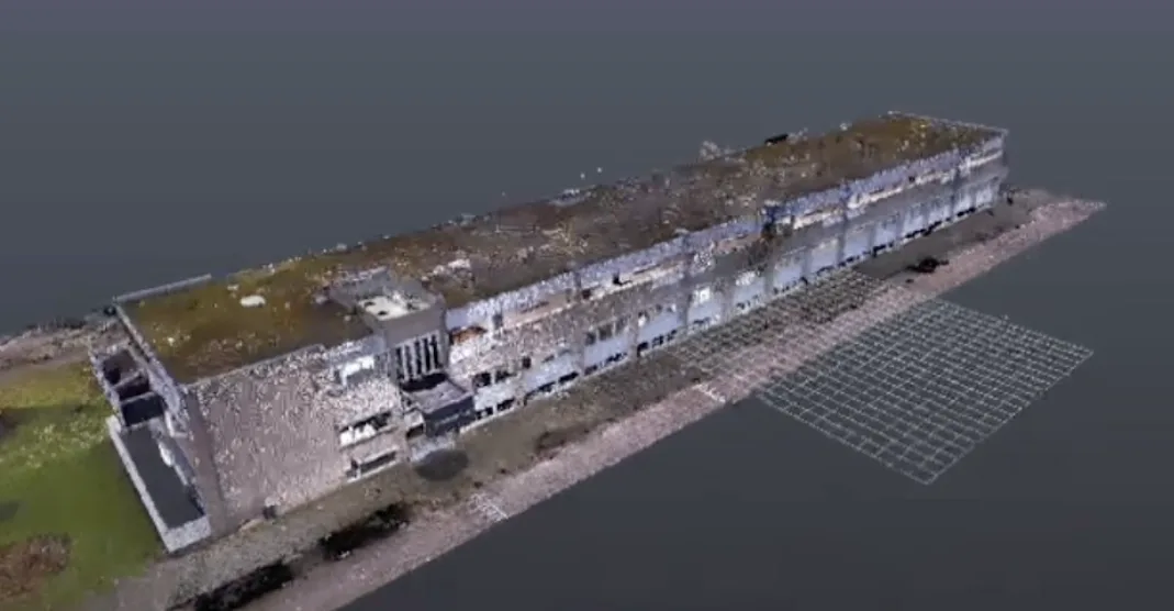 3D-puntenwolk van een gebouw, gemaakt voor de constructieve toets