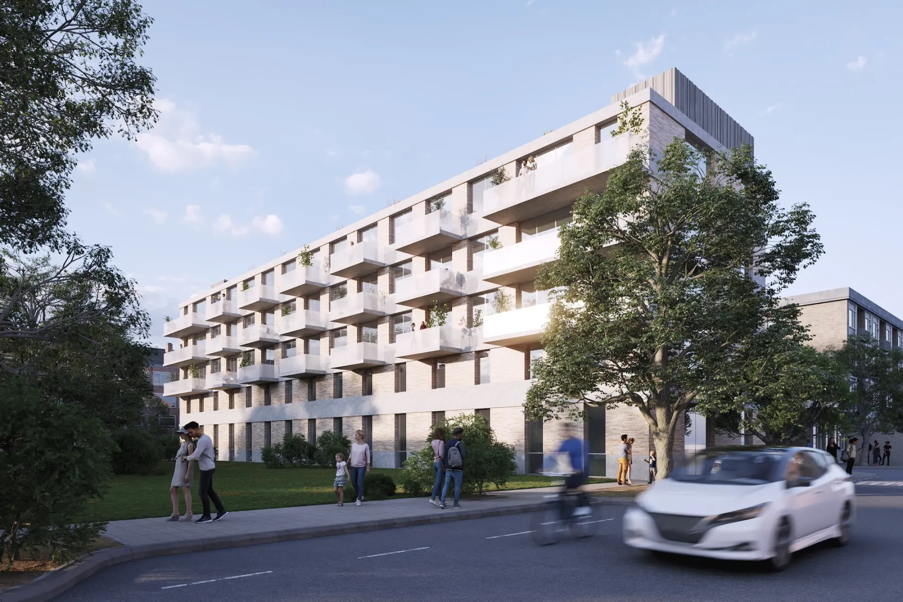 Render van Merckenburg met een nieuwe woonlaag en een groen dak