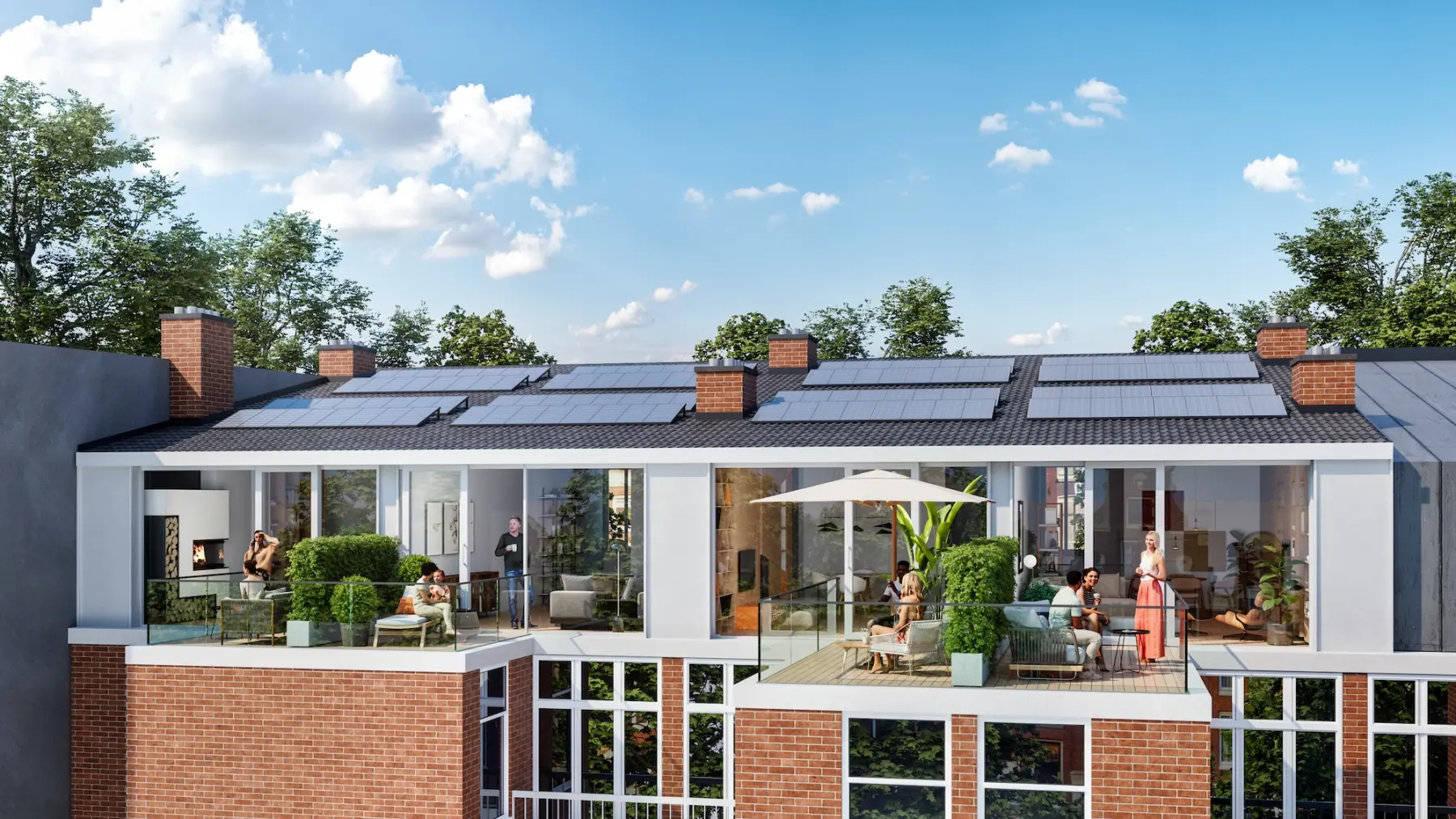 Nieuwe bovenste laag met dakterras en zonnepanelen aan de Plantage Kerklaan