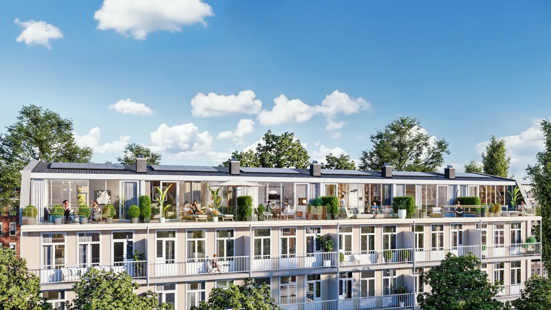 Woongebouw in Amsterdam waar de zolderverdieping zes woningen werd